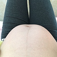 六个半月白白的小肚子无妊辰纹，这个角度看起来有点大，是不是还没有到长纹的时候啊？希望别长啊……�...