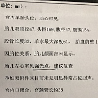 今天去做羊水穿刺肚子胀痛没做成。可是宝宝做A超说左心室有强光点。有人知道怎么回事吗？