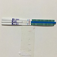 请问是不是怀了，很忐忑。今天测了三次。第一个是中午十二点多，第二个是早上六点多，第三个是下午四点...