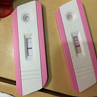 图一是3月11号的，图二是3月13日的，大姨妈推迟了12天，有经验的宝妈能告诉我是怀还是没怀，不同验孕棒...