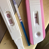 激动激动，等待验血结果，希望是怀孕，1月21号来的大姨妈，2月24号同房，测验孕棒两次不同结果，胸胀早...