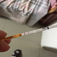 这个排卵试纸显示是排卵了吗，还是阴性，下面的稍微浅些，目前有拉丝状态