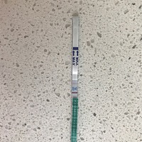 上个月6号来的月经，前几天测试是白板，刚刚测试了一下，实物比图上稍微红一点。请问这是怀孕吗？