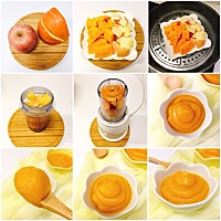 ♥️5月7日【南瓜苹果糊】6m  食材：苹果：南瓜（1:2） 1、南瓜去皮去瓤；苹果去核（一同蒸熟） 2、苹果...