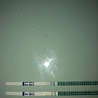 上面的是今天早晨测的，下面的是前天早晨测的，这应该就是怀孕了吧，希望颜色越来越深