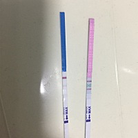 17号排卵，15号和18号同房，今早测的！红色是排卵试纸，蓝色是早孕试纸，这是有了吗？这么早能测出来吗...