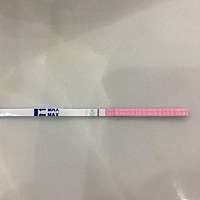 上个月25来的例假，今天已经28号了，晚上用排卵试纸测的很浅的一条杠杠，这是怀孕了吗？