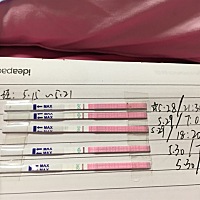 末次月经五月二十一日，七天后测排卵，⭐️有一次表示安排了功课。后面两天一天测两次，都是这样子，看...