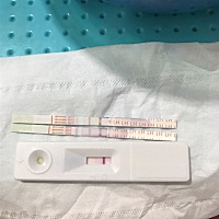还有五天来月经。上面两个是排卵试纸 下面的是早早孕。