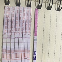 明天就是姨妈日。刚刚用大卫排卵试纸测出来还是阳性 怎么回事