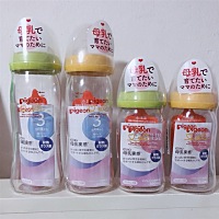 日本超市买的贝亲玻璃宽口奶瓶，防胀气，母乳实感奶嘴