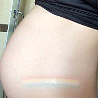 晒晒自己的肚子，双胞胎女儿，现在已经宝宝快七个月了