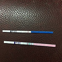 上面是早早孕试纸，下面是排卵试纸，感觉像做梦
