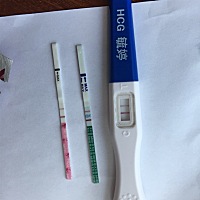 图1是早孕试纸，图2是排孕试紙测试过程