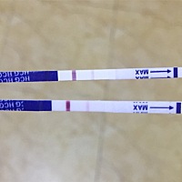 末次5.28，上面是昨天晚上测的，下面的是今天晨尿测的。怎么感觉深浅度一样。这个应该就是怀了吧，不用...