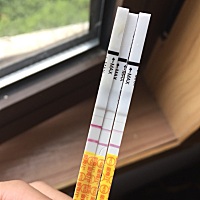 连续几天的效果图。一天比一天深。大家有测两条杠。去医院检查未怀孕的吗？