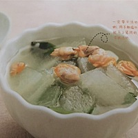 冬瓜蛤蜊汤 准备时间: 5分钟;烹饪时间: 20分钟;难易指数:★★ 营养食材 开胃做法 青菜25克 ①冬瓜洗净，...