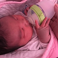 记录一下顺产九斤六两的小果儿，在医院的第二天～别人家新生儿隔三个小时吃一次奶粉，我家这个一个...