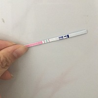 第一张是今天早上测的排卵试纸，第二张是昨晚测的验孕棒，离月经还有两天，请问下各位，这是有了吗？