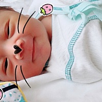 儿子今天14天了 加油加油 看见你笑 妈妈心里满满的