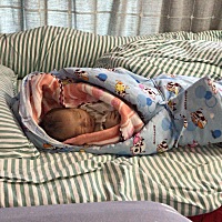 九月十八号六斤男宝一位，第一张是出生笫一天，第二张是第四天。