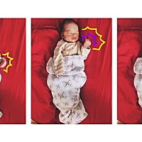 宝宝出生一周了，每天都喂奶喂到崩溃，但是看到他小脸就不觉得累啦～