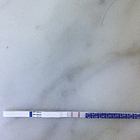 9月4号月经，9月20号人授，今天月经还没来，今天早上测早早孕白板，刚测的排卵试纸强阳有希望中吗？