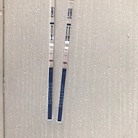 上次月经是10月30号来的，11月30号没有来。12月7号晨尿试纸测试两条杠，上午去医院抽的血。下面是图片，...