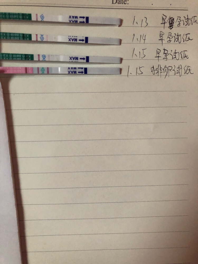 前面是这三天的w最后一个是排卵试纸，两条杠