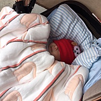 宝宝已经一个月没见太阳了，今天好不容易出了点太阳，高高兴兴的赶紧带宝宝出去，结果没晒20分钟就起大...