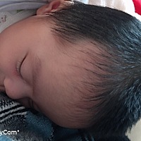 娃呀，这头发显得你好老熟，每每只有带上帽子我才感觉你是两个月零九天的宝宝😂😂