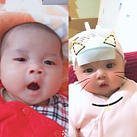可爱的狗宝宝，一天一个样子。刚开始单眼皮，2个月才变过来！妈妈爱死你哦！
