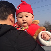 大年初一，宝宝祝叔叔阿姨，哥哥姐姐弟弟妹妹新年快乐！猪年行大运！