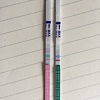 大家帮我看看是不是怀孕了，好激动 24号月经，排卵第11天。 这是今天测的。 昨天测早早孕试纸是非常浅的...