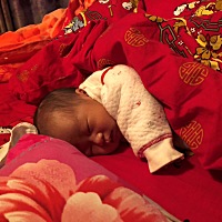 自己有小床不肯睡，跟妈妈睡才睡得香 12天的小宝贝💗