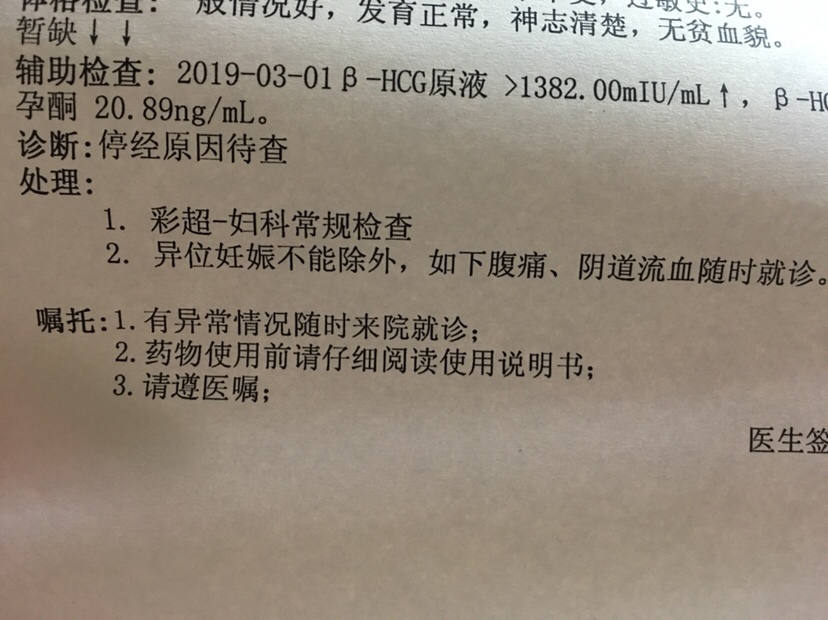 36天的时候去医院检查，医生检查结果下面的处理：2、异位妊娠不能除外，这是什么意思啊？有了解
