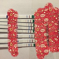 排卵16天 晚上大卫zzy和排卵试纸测了一下 终于加深了一丢丢（图2） 图1是这几天来的对比 明天早上就去抽...