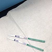 我月经延后了5天 今天晚上测了一下 这算怀孕了吗？没有经验 我还测了两次 紧张 准备明天早上再用验孕棒...