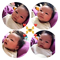 宝宝两个月 三层下巴肉嘟嘟的 总爱笑 l