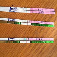 末次2.17，3月，13.14.安排的，到今天才测出来早早孕边边上的一点点儿，麻烦各位可以帮忙看下那个边边一...