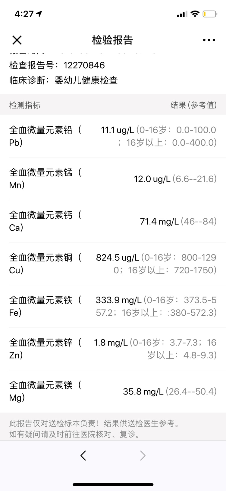 帮忙看一下我家宝宝三个月缺什么微量元素吗