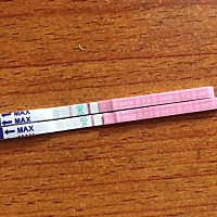早上测的排卵试纸颜色比昨天深了那么多   明天就是姨妈日了  不知道猪宝宝有希望么