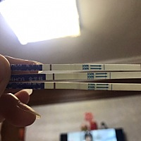 帮我看看是不是大白😢，末次月经3月25，排卵4月8号，前两天测的，下边是昨天测的，还有三天就来姨妈了...