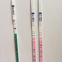 昨天测排卵试纸强阳勒 然后和老公做功课勒 今天早上用早孕试纸测勒一下 一深一浅 这是怀孕勒吗 反应也太...