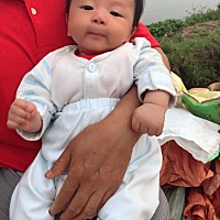 两个半月的男宝宝 最后一张是我本人小时候 朋友们帮看看像不像……😂😂宝贝的头发是随我的 可帅啦 ...