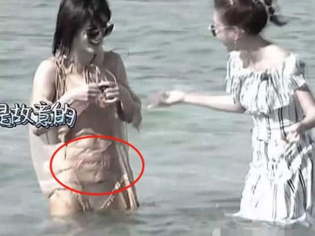 当时在节目里谢娜穿了件比较薄的衣服，在被海水打湿后观众能清楚地看到她变了模样的肚子，为了孩子女艺人连身材也可以毁掉。