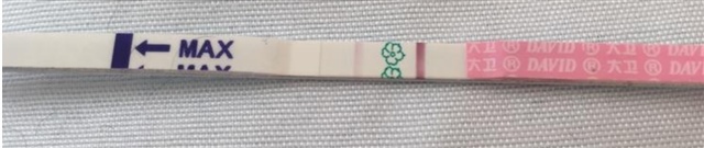 今早上测的，还有希望吗，昨天早上测早孕用手电筒照着有一点点红印 今天是来月经的日子 早上内裤上有褐色的分泌物也不知道是不是要来月经