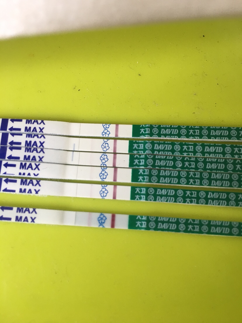 离正常月经时间还有五天，早孕试纸好像慢慢再加深了……期待好孕🍀