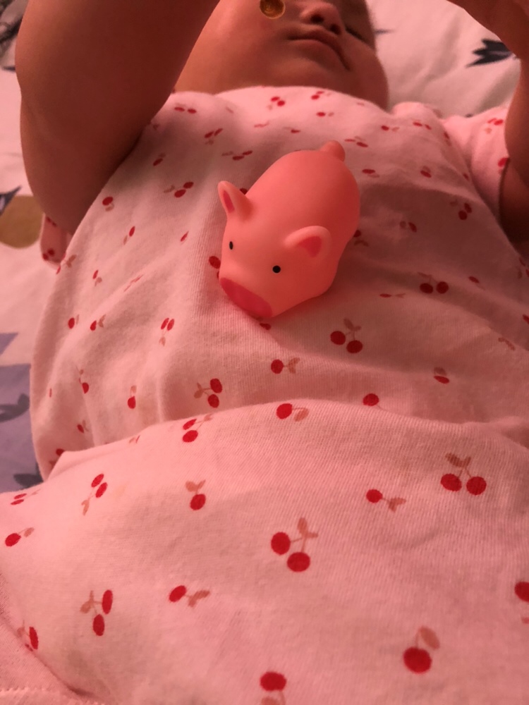 买的小椅子送的小粉猪，超级可爱，就是不能给她