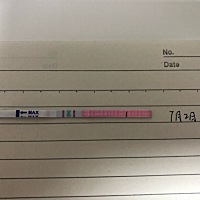 末次月经6月14号，第一图是昨天晚上测的排卵试纸，第二图是刚测的。记录一下，大卫软件提示6小时后再检...